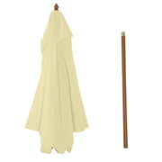 Cream white 2.5m wooden garden parasol with rope pulley from Lavish Kitchen Isle, ideal for outdoor shade and patio use.