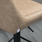 Set of 2 HOMCOM upholstered retro bar stools with adjustable swivel seats and supportive backs, perfect for modern kitchen or bar area.