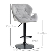Set of 2 Adjustable Velvet Bar Stools Stylish Breakfast Stools for Kitchen, Home Bar, and Café with Footrest - Lavish Kitchen Isle