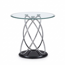 Modern Eclipse clear glass lamp table by Lavish Kitchen Isle with sleek tempered glass surface and minimalist design.