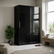 Lavish Kitchen Isle Topline sliding door wardrobe with two mirrored doors, contemporary bedroom storage unit, modern design.