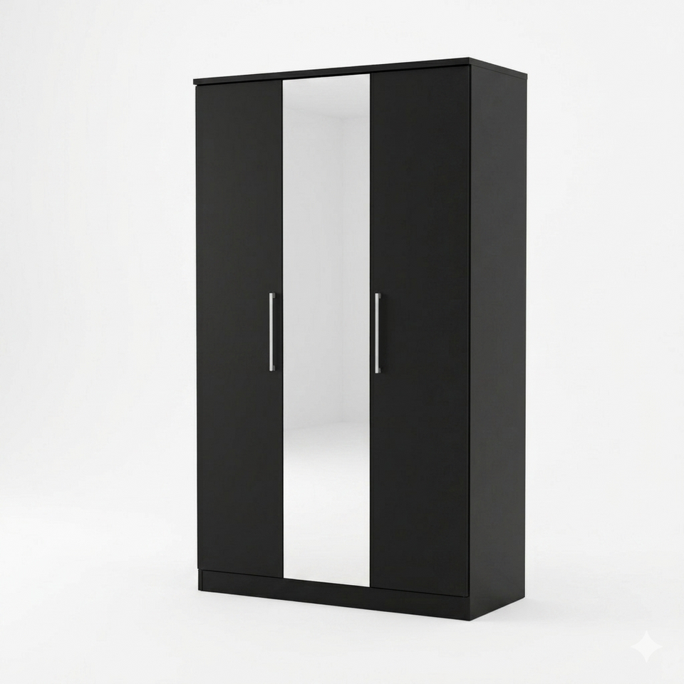 Lavish Kitchen Isle Topline 3-door wardrobe with centre mirror, modern bedroom storage cabinet featuring high capacity storage.