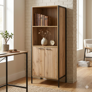 Lavish Kitchen Isle Michigan 2-door bookcase with shelves, contemporary design for living or office storage and display.