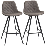 HOMCOM vintage bar stools set of 2 with dark microfiber cloth padding, perfect for home bar or kitchen use.