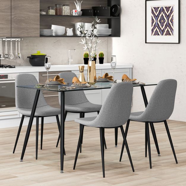 Contemporary Tempered Glass Dining Table with Sturdy Steel Legs – Modern Kitchen & Dining Room Table