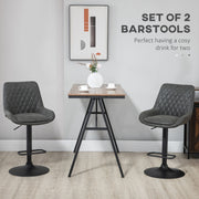 HOMCOM set of 2 upholstered retro bar stools with adjustable height, swivel seat, and back support, ideal for kitchen or bar area
