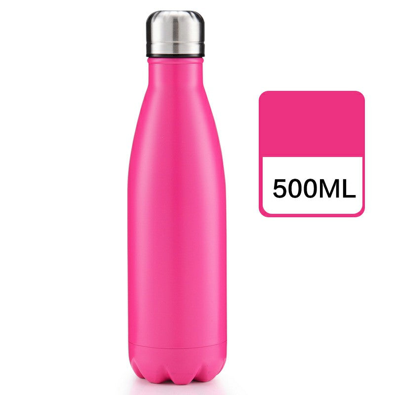 500ml Double Wall Stainless Steel Water Thermos Vacuum Insulated Water Bottle - Matte Rose Red
