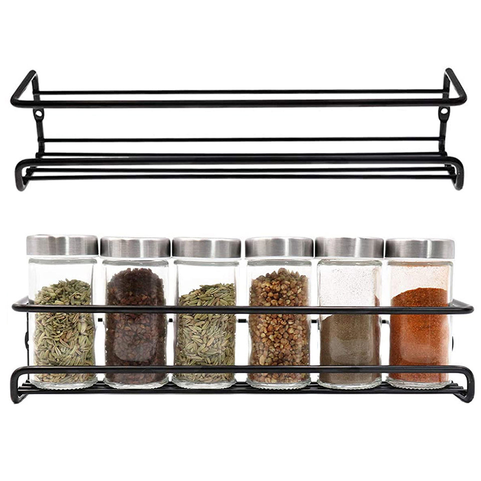 2-Tier Spice Shelf Storage Racks Wall Mounted Spice Rack Organiser for Kitchen Cabinet Pantry Door