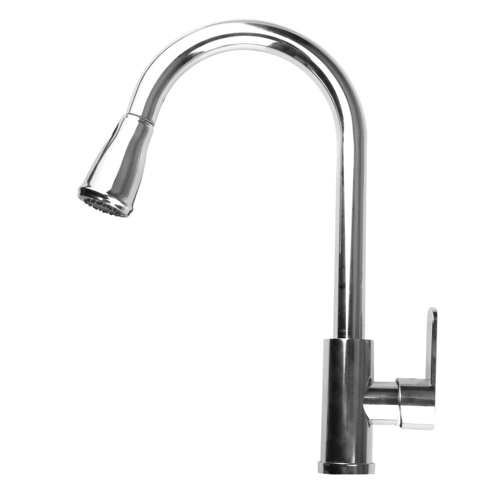 Stainless Steel Kitchen Taps Sink Mixer Pull Out Spray Tap Single Faucet - Silver