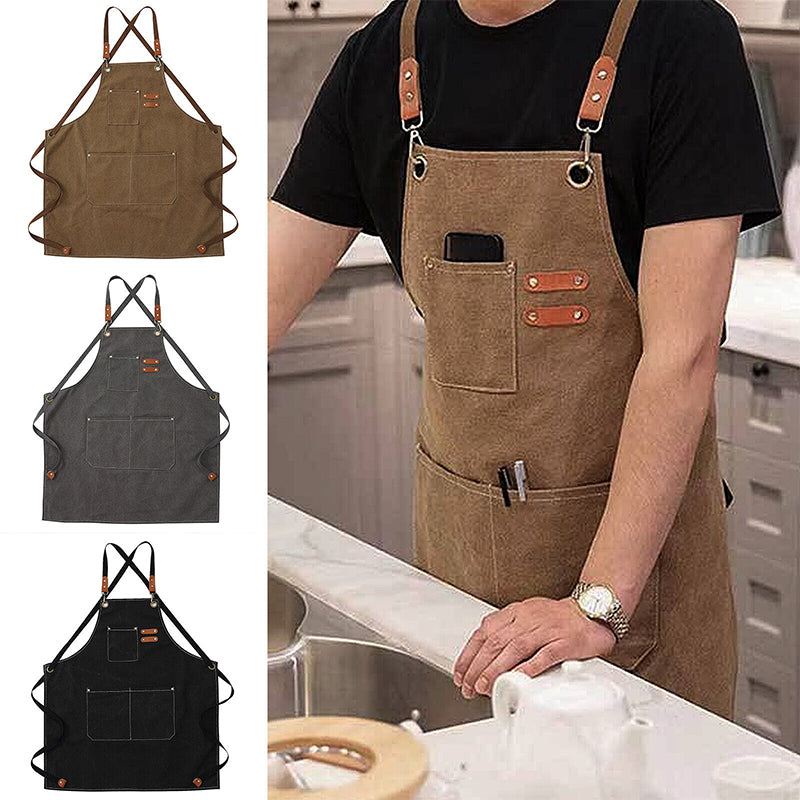 Waxed Canvas Apron for Woodworking Chef Workshop Unisex