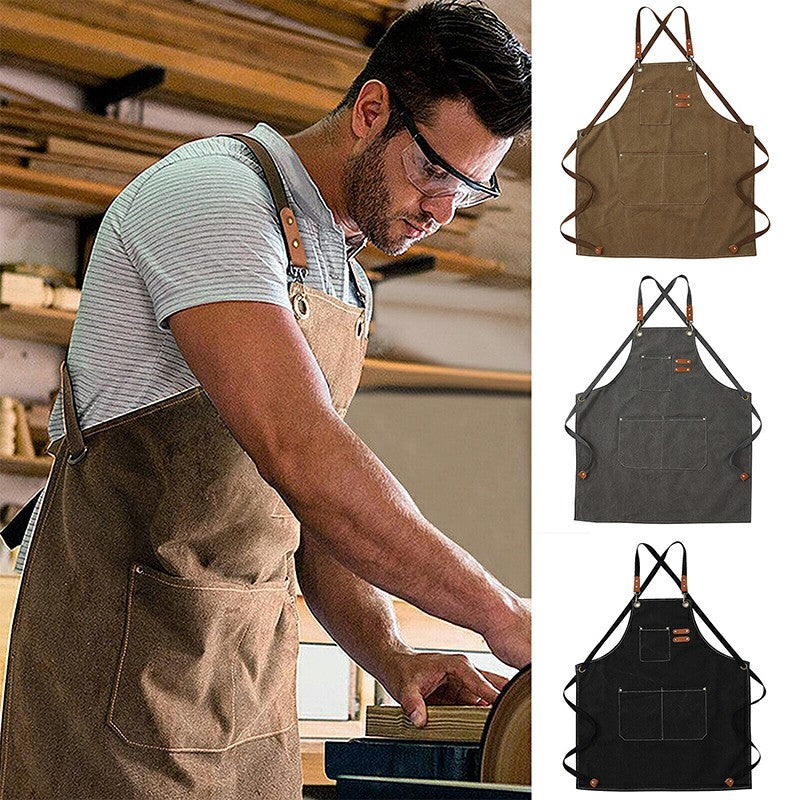 Waxed Canvas Apron for Woodworking Chef Workshop Unisex