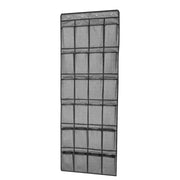 24 Pocket Over Door Shoe Organiser with Hooks – Grey Fabric Storage