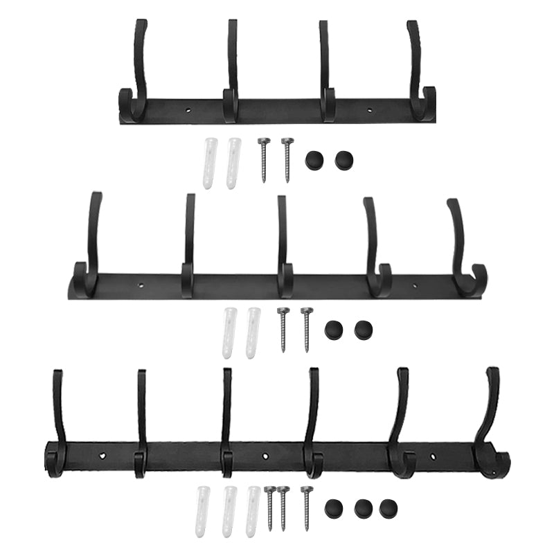 Wall-Mounted Aluminium Coat 5 Hooks – Durable, Space-Saving Hanger Rack for Living Room or Hallway Black/Silver