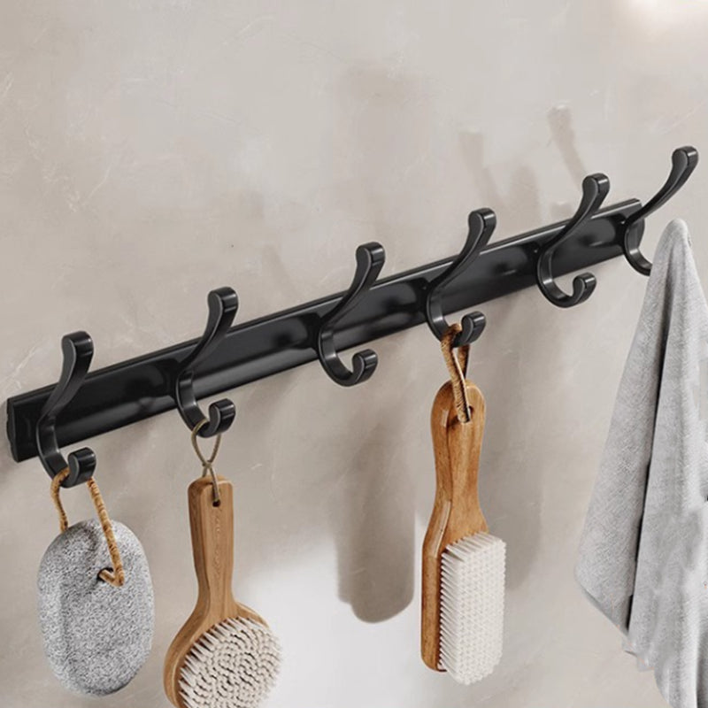 Wall Hanger Hooks Heavy Duty Coat Rack Wall Mounted 6 Hooks - Black