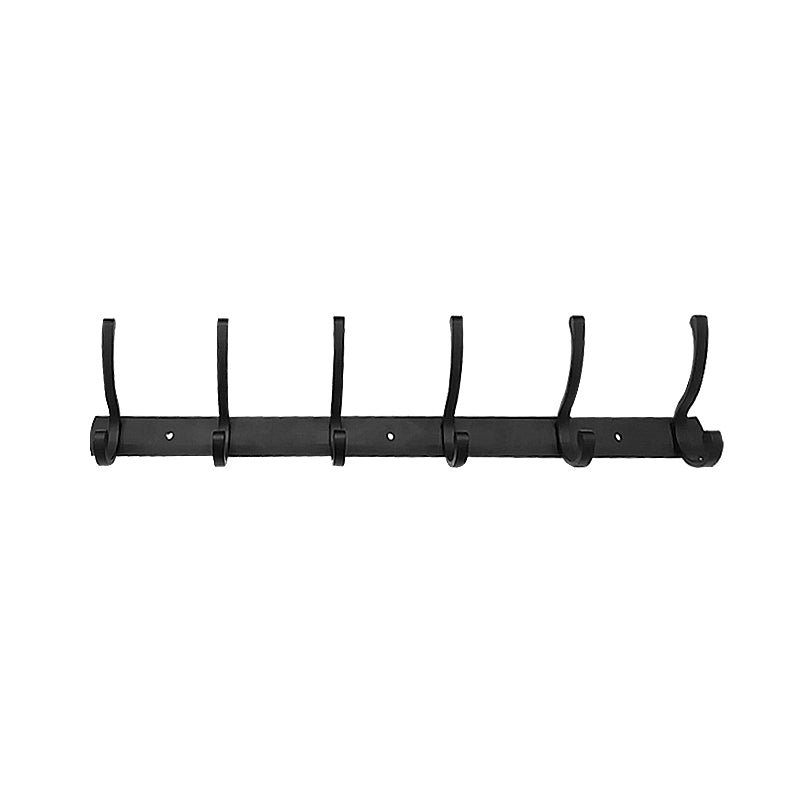 Wall Hanger Hooks Heavy Duty Coat Rack Wall Mounted 6 Hooks - Black