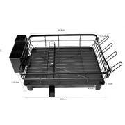 Stainless steel dish drying rack with drip tray and utensil holder, rust-proof, space-saving, auto-draining by Lavish Kitchen Isle