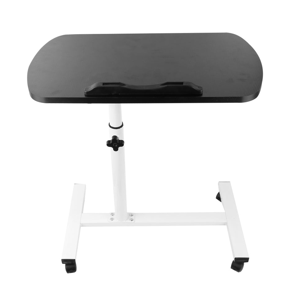 Adjustable Overbed Table Tray with Wheels for Home Use or Medical - White