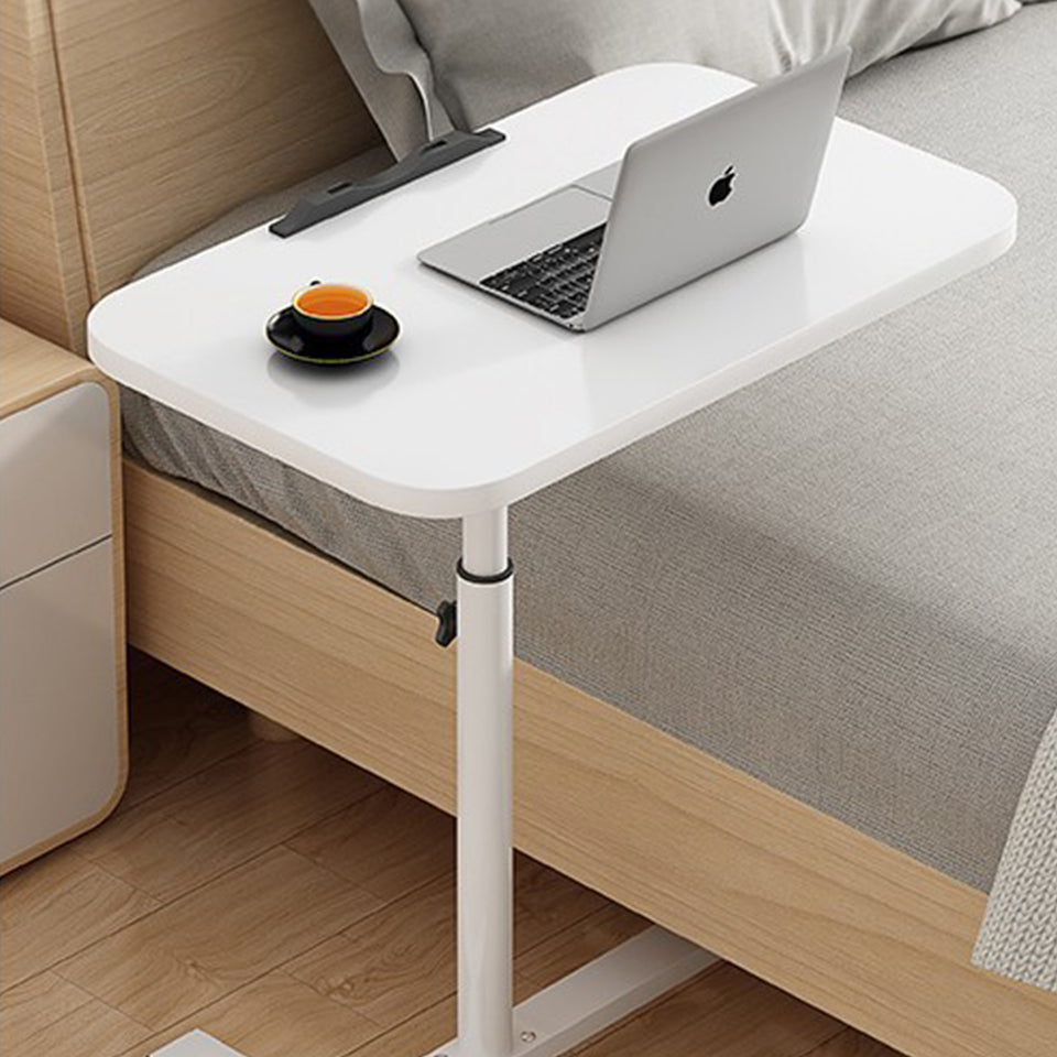 Adjustable Overbed Table Tray with Wheels for Home Use or Medical - White