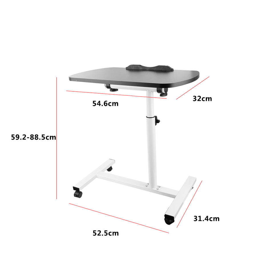 Adjustable Overbed Table Tray with Wheels for Home Use or Medical - Grey