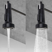 Lavish Kitchen Isle monobloc kitchen sink mixer tap with pull-out hose sprayer and single lever, installed on a modern kitchen sink.