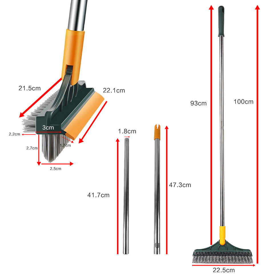 3 in 1 Floor Scrub Brush Squeegee Mop Water Scrubber with 120 Degree Rotating Head