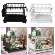 2 Tier Dish Drainer Rack – Rust Resistant Metal with Customisable Storage
