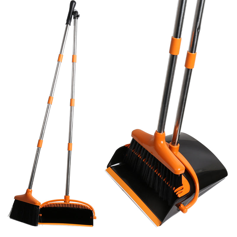 Dustpan and Broom Set - Long Handle Broom and Dustpan Combo for Home and Kitchen - Heavy-Duty Floor Cleaning