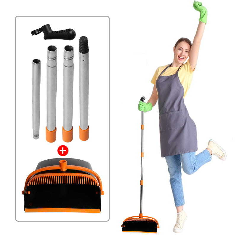 Dustpan and Broom Set - Long Handle Broom and Dustpan Combo for Home and Kitchen - Heavy-Duty Floor Cleaning