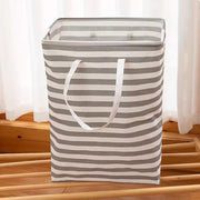 Set of 2 grey and black folding laundry baskets with handles, 75L capacity, designed for easy carrying and storage by Lavish Kitchen Isle.