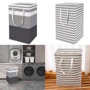 Set of 2 grey and black folding laundry hampers with handles, 75L capacity, lightweight and easy to carry by Lavish Kitchen Isle