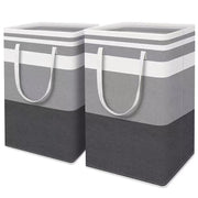 Set of two grey and black folding laundry baskets with handles, 75L hampers from Lavish Kitchen Isle.