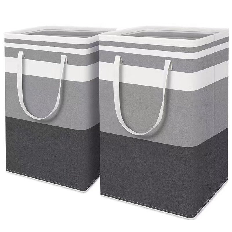 2 Pack Folding Laundry Basket Hamper Bag - 75L Storage Bin with Handles for Clothes, Towels, and Other Items - Grey