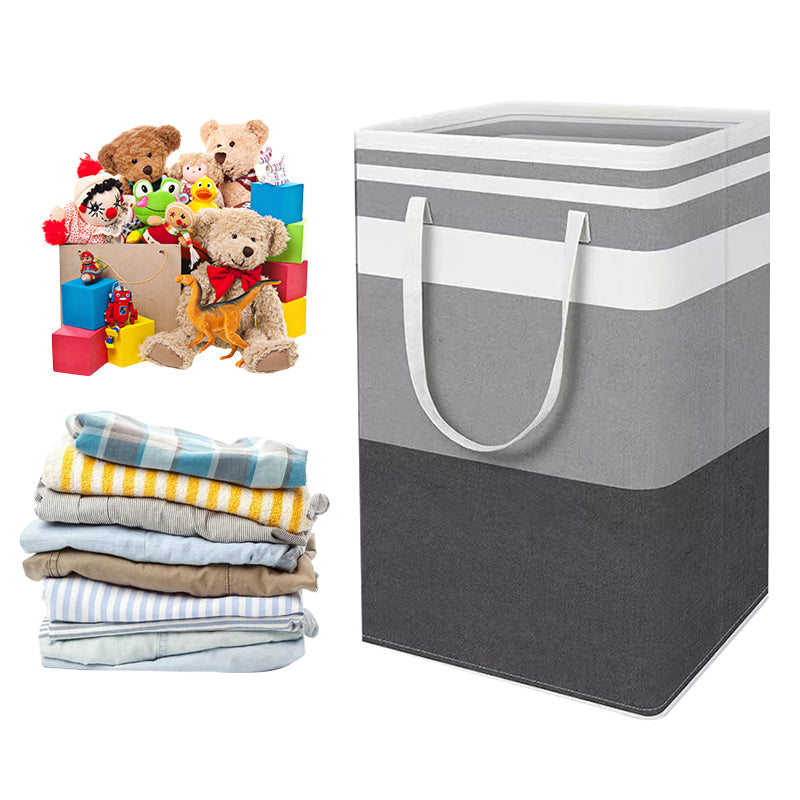 2 Pack Folding Laundry Basket Hamper Bag - 75L Storage Bin with Handles for Clothes, Towels, and Other Items - Grey