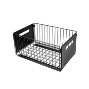 Two black carbon steel storage drawers with smooth sliding mechanism, ideal for organizing kitchen cabinets.
