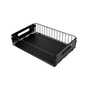 Two black steel storage drawers with smooth sliding mechanisms, designed for cabinet organization by Lavish Kitchen Isle.