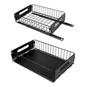 Two black carbon steel storage drawers with smooth sliding mechanisms, ideal for kitchen cabinet organization by Lavish Kitchen Isle.