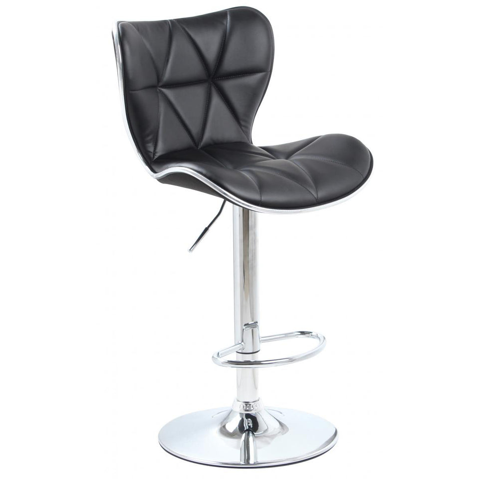 Harlow Bar Stool PU Chrome & Black (2s) - Lavish Kitchen Isle