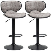 Set of 2 Lavish Kitchen Isle adjustable PU leather bar stools with footrest and swivel seat for home bar, kitchen, or café use.