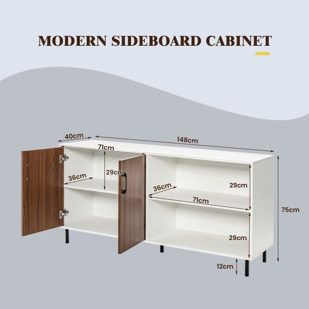 Door Kitchen Buffet Sideboard with Open Compartments