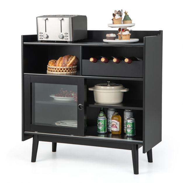 Buffet Sideboard with 2 Sliding Tempered Glass Doors