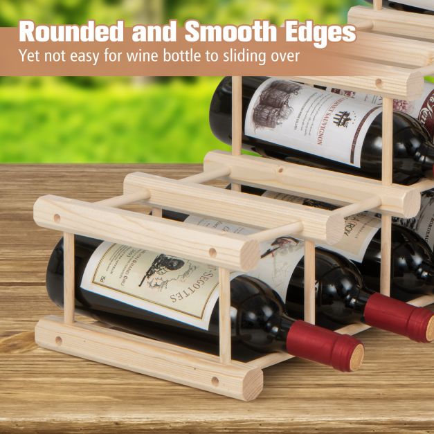 Freestanding Wooden Wine Rack for Up to 36 Bottles