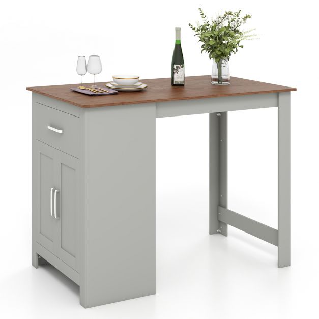 Counter Height Table with Storage Rectangular Pub Dining Table