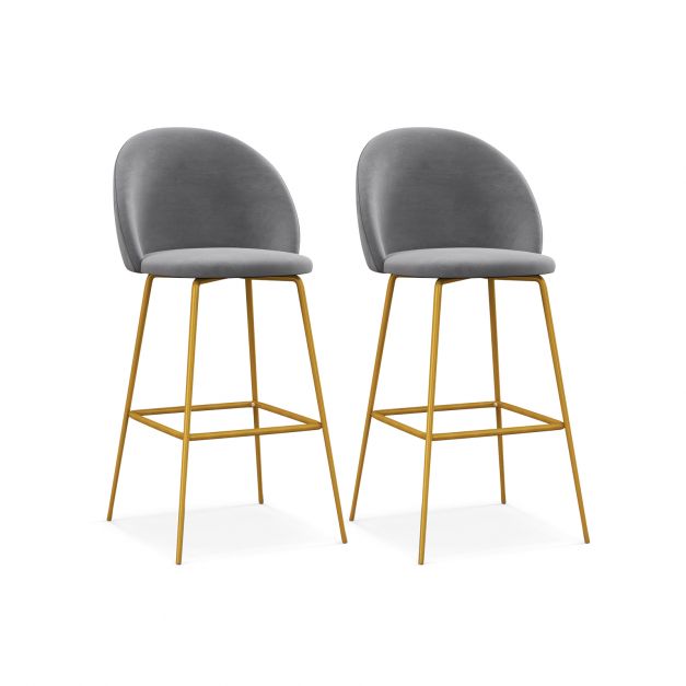 Bar Stools Set of 2 with Curved Backs and Padded Seats