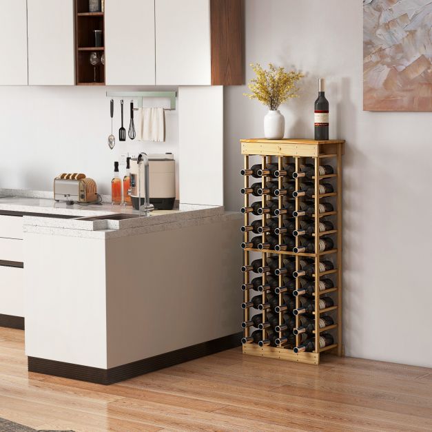 Natural Wood Wine Display Shelves with Tabletop