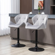Set of 2 Adjustable Velvet Bar Stools Stylish Breakfast Stools for Kitchen, Home Bar, and Café with Footrest - Lavish Kitchen Isle