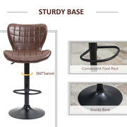 Set of 2 adjustable height swivel bar stools in black PU leather by HOMCOM, featuring a modern design and chrome base.