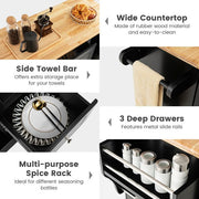 Mobile Kitchen Island Cart with 3 Deep Drawers and 2 Enclosed Cabinets - Lavish Kitchen Isle