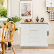 Mobile Kitchen Island Cart with 3 Deep Drawers and 2 Enclosed Cabinets - Lavish Kitchen Isle