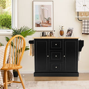 Mobile Kitchen Island Cart with 3 Deep Drawers and 2 Enclosed Cabinets - Lavish Kitchen Isle