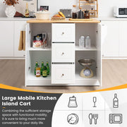 Mobile Kitchen Island Cart with 3 Deep Drawers and 2 Enclosed Cabinets - Lavish Kitchen Isle